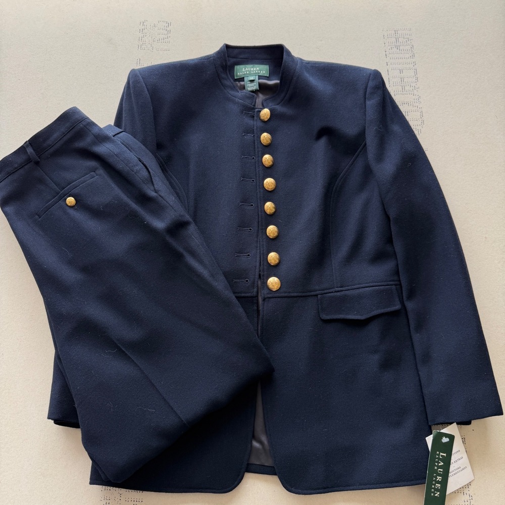 BRAND NEW Vintage Lauren Ralph Lauren Military Blazer Pants Suit Set